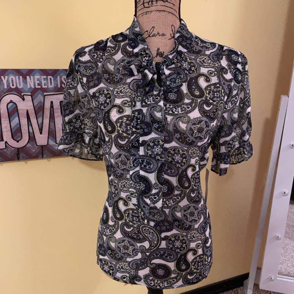 Modcloth Always Advancing necktie paisley blouse